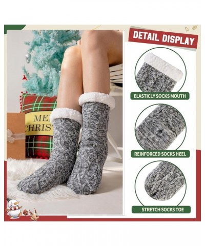 Womens Fuzzy Slipper Socks Winter Thermal Snowflake Fleece Lining Christmas Stockings Fluffy Warm Indoor Home Socks Knit B-gr...