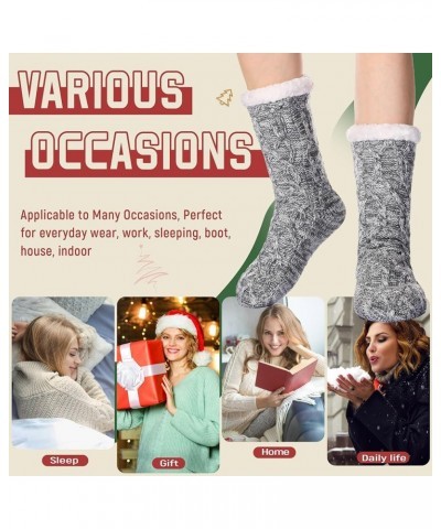 Womens Fuzzy Slipper Socks Winter Thermal Snowflake Fleece Lining Christmas Stockings Fluffy Warm Indoor Home Socks Knit B-gr...