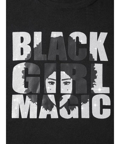 Black Girl Magic T-Shirt Graphic Tee Afro Word Art Natural Hair Sequins Casual Tops Black $11.39 T-Shirts