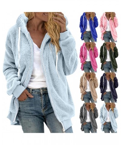 Winter Coats for Women Warm Fuzzy Fleece Jacket Color Block Zip Hooded Cardigan Coats Oversized Fluffy Sherpa Jacket Winter C...