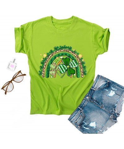 St. Patricks Day Shirts for Women Irish Lucky Clover Graphic Tops Short Sleeve Crewneck Casual Tees Shirt G14 Mint Green $7.5...