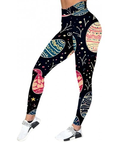 2024 High Waisted Yoga Pants for Women Girls Colorful Funny Easter Day Print Tummy Control Stretchy Workout Leggings Tights A...