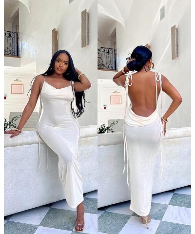 Women Backless Cowl Neck Cocktail Dress Halter Slip Long Semi Formal Party Wedding Guest 2024 Spring Summer Maxi Dress A-ivor...