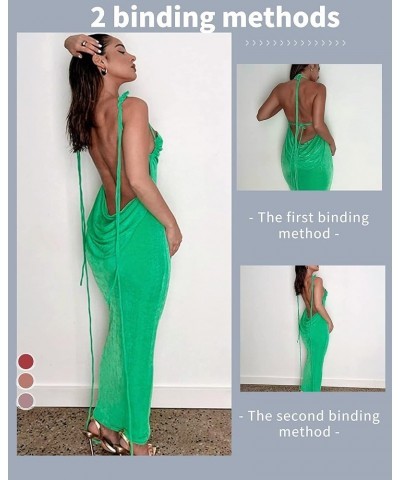 Women Backless Cowl Neck Cocktail Dress Halter Slip Long Semi Formal Party Wedding Guest 2024 Spring Summer Maxi Dress A-ivor...