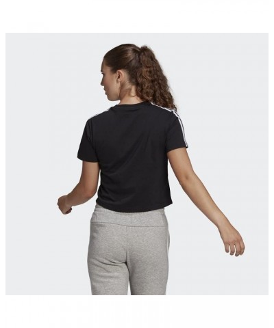 Women's Essentials Loose 3-Stripes Cropped Tee Black/White $10.65 Activewear