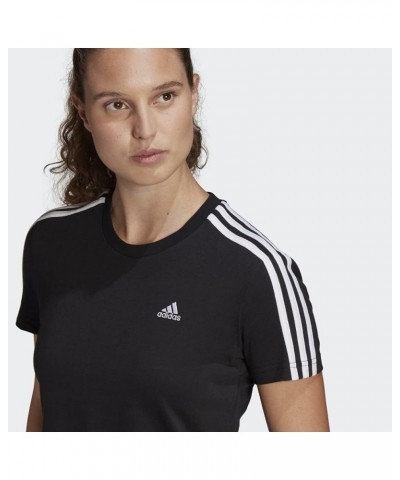 Women's Essentials Loose 3-Stripes Cropped Tee Black/White $10.65 Activewear