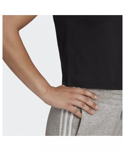 Women's Essentials Loose 3-Stripes Cropped Tee Black/White $10.65 Activewear