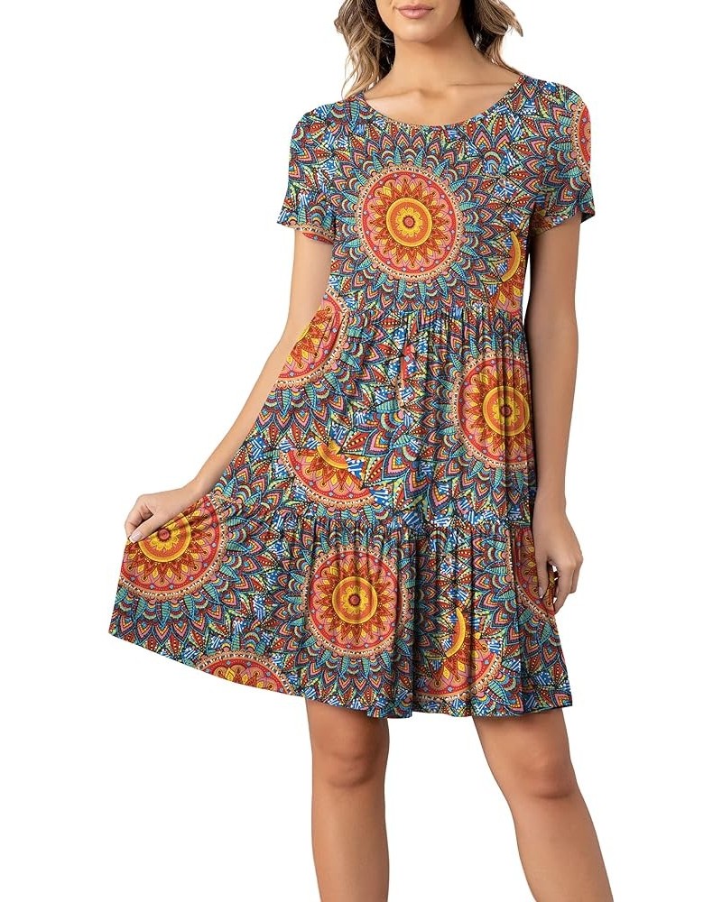 Women Summer Ruffle Loose Swing Casual Dress Za-yh1043 Boho Peacock Circle $12.00 Dresses