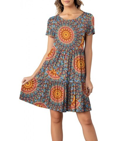 Women Summer Ruffle Loose Swing Casual Dress Za-yh1043 Boho Peacock Circle $12.00 Dresses