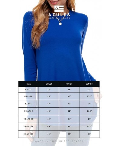 Plus Size Women's Long Sleeve Top Round Scoop Neck Casual Flowy Tunic Top Royal Blue $10.59 Tops