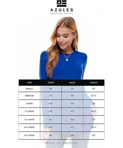 Plus Size Women's Long Sleeve Top Round Scoop Neck Casual Flowy Tunic Top Royal Blue $10.59 Tops