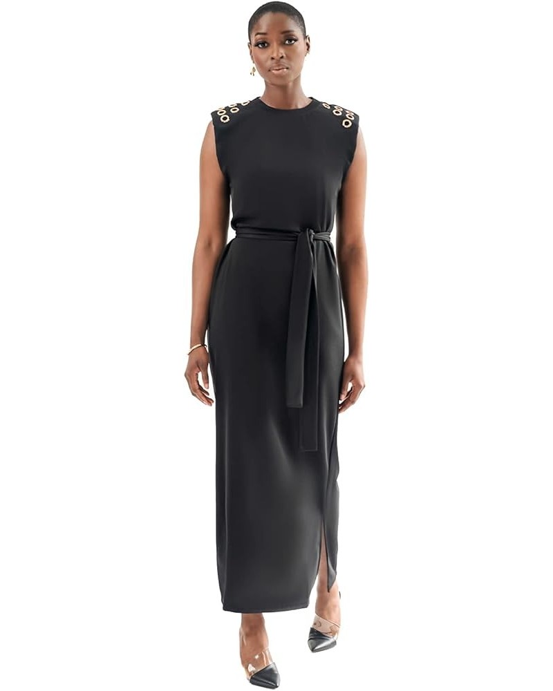 Women's Teresa Grommet Maxi Dress Black $24.92 Dresses