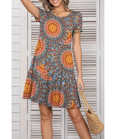 Women Summer Ruffle Loose Swing Casual Dress Za-yh1043 Boho Peacock Circle $12.00 Dresses