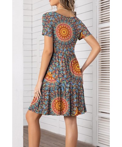 Women Summer Ruffle Loose Swing Casual Dress Za-yh1043 Boho Peacock Circle $12.00 Dresses