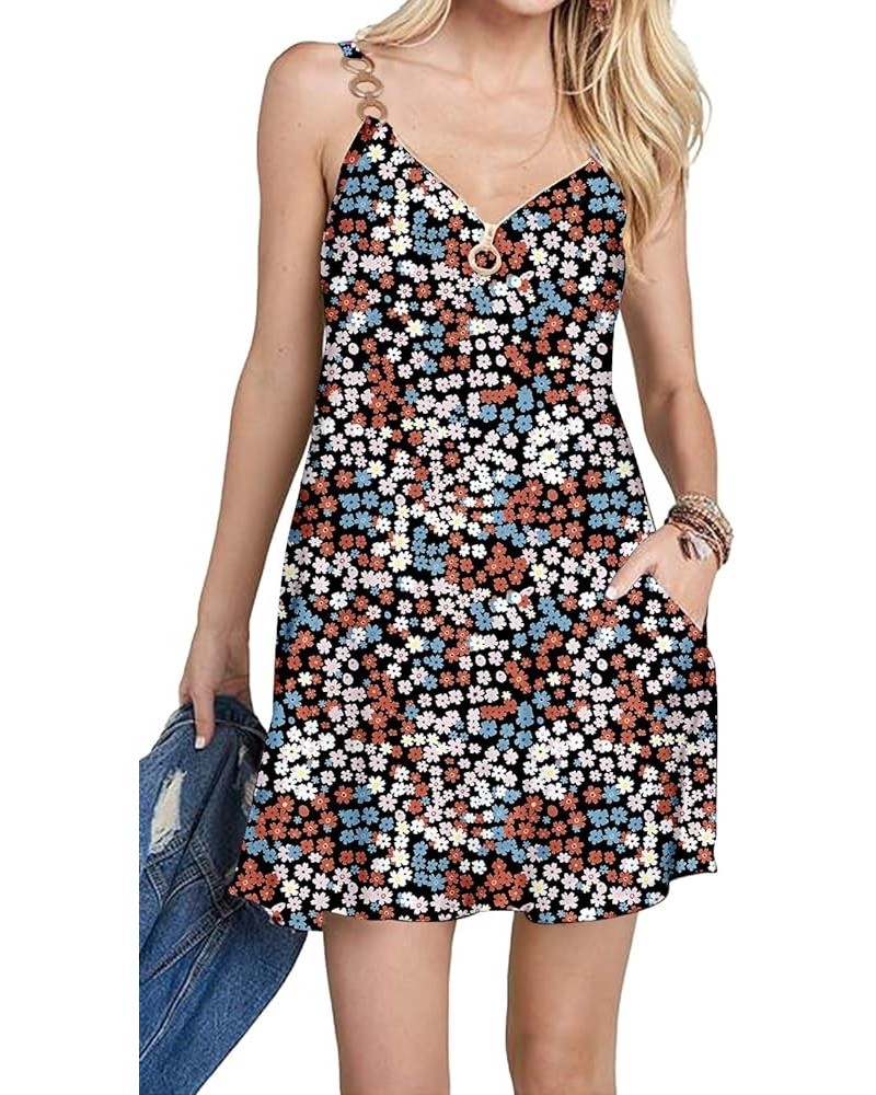 Womens Summer Cami Dress Floral Short Dress Swing Bohemia Beach Dress A-Line Casual Sundress with Pockets Multicoloured $12.5...