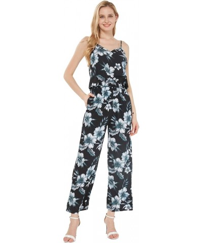 Matchable Family Hawaiian Luau Men Women Girl Boy Clothes in Midnight Bloom Women Women V Neck Jumpsuit $13.50 Tops