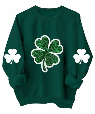 St. Patrick's Day Sweatshirt for Women Long Sleeve Casual Loose Pullover Tops Trendy Blouses Clover Graphic Shirts T33green L...