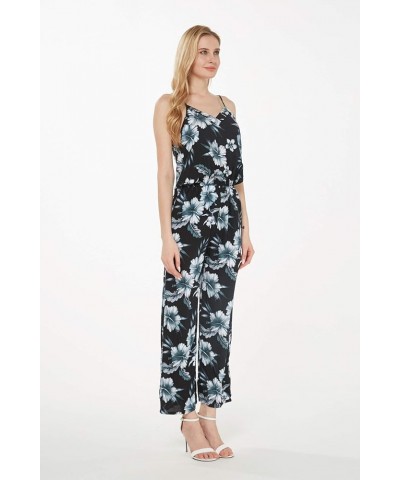 Matchable Family Hawaiian Luau Men Women Girl Boy Clothes in Midnight Bloom Women Women V Neck Jumpsuit $13.50 Tops