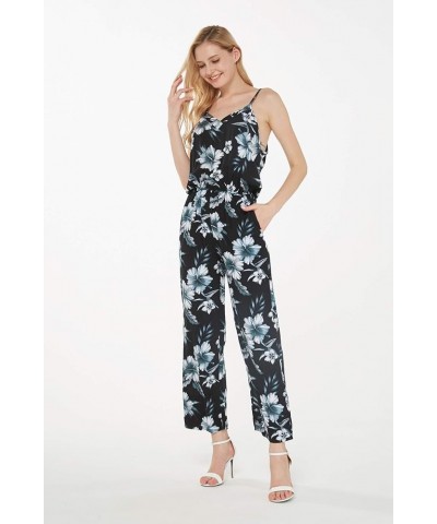 Matchable Family Hawaiian Luau Men Women Girl Boy Clothes in Midnight Bloom Women Women V Neck Jumpsuit $13.50 Tops