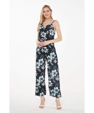 Matchable Family Hawaiian Luau Men Women Girl Boy Clothes in Midnight Bloom Women Women V Neck Jumpsuit $13.50 Tops