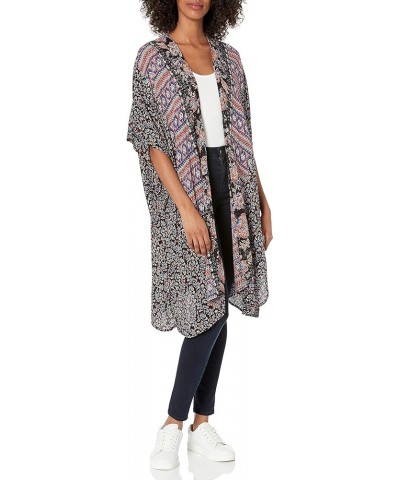 Women's Boho Long Duster Kimono Cardigan Black $12.37 Sweaters