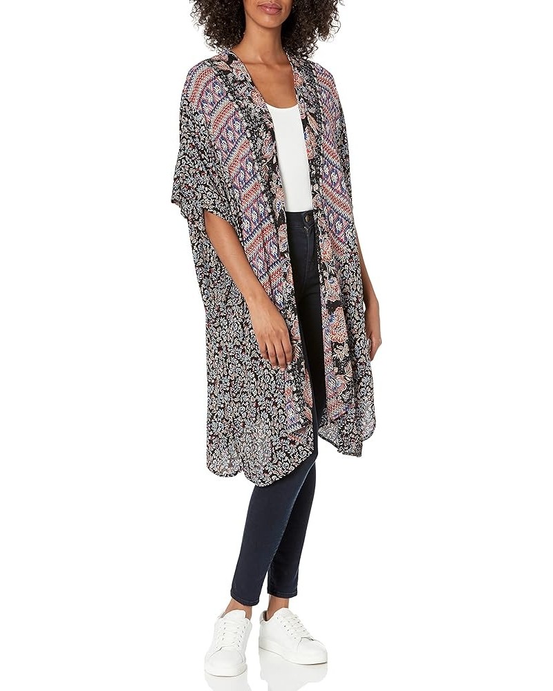 Women's Boho Long Duster Kimono Cardigan Black $12.37 Sweaters