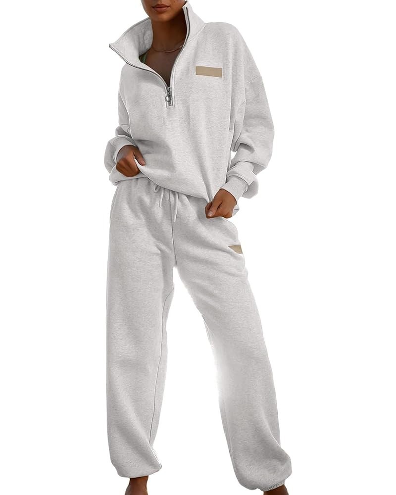 Women 2 Piece Outfits Sweatsuit Lounge Set Half Zip Pullover with Jogger Airport Tracksuit Matching Pants Set White $26.40 Ac...