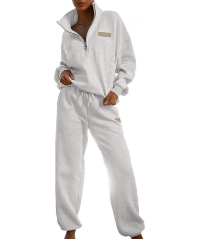 Women 2 Piece Outfits Sweatsuit Lounge Set Half Zip Pullover with Jogger Airport Tracksuit Matching Pants Set White $26.40 Ac...