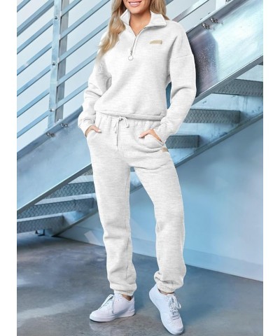 Women 2 Piece Outfits Sweatsuit Lounge Set Half Zip Pullover with Jogger Airport Tracksuit Matching Pants Set White $26.40 Ac...