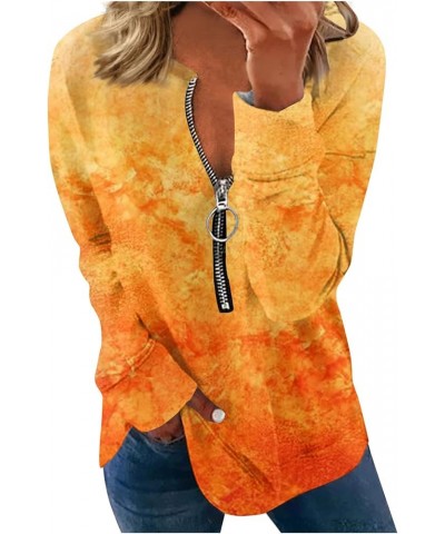 Long Sleeve T Shirt 1/4 Zip Strape Tops Blouses for Women Business Casual Fall Tunics 1-orange $7.34 Tops