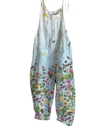 Jumpsuits For Women Casual Loose Summer Rompers Boho Floral Rompers Wide Leg Bib Overall with Pockets Womens Pants 40-flowers...