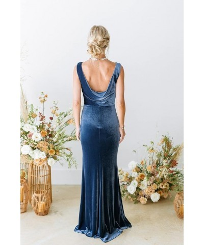 V-Neck Velvet Bridesmaid Dress for Women Long Mermaid Maxi Formal Dresses Olive Green $30.00 Dresses