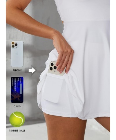 Tennis Dress with Built-in Bra & Shorts Backless Cut Out Twisted Side Pocket 2-in-1 Barre Ballet Dance Dress White $23.79 Act...