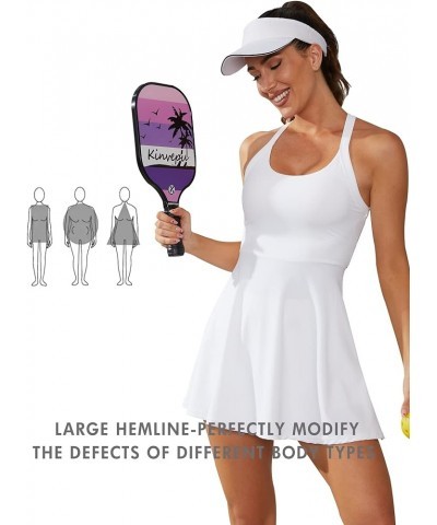 Tennis Dress with Built-in Bra & Shorts Backless Cut Out Twisted Side Pocket 2-in-1 Barre Ballet Dance Dress White $23.79 Act...