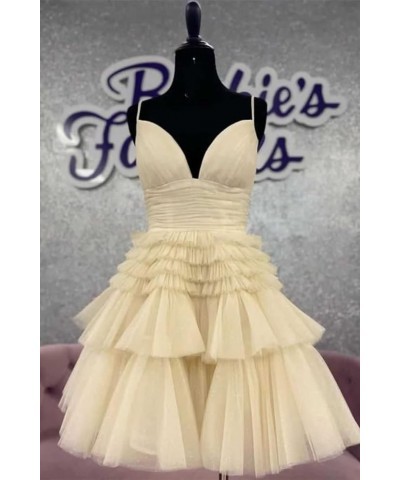 Spaghetti Straps V-Neck Tulle Homecoming Dresses Prom Dress Short Mini Party Dresses Cocktail Dresses for Teens Black $48.59 ...