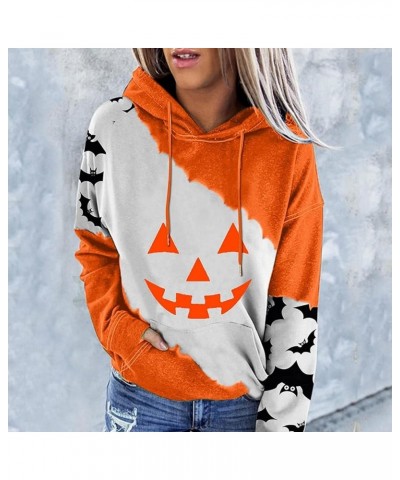 Hoodies for Women Plus Size Fashion Long Sleeve Pocket Hoodie Pullover Casual Round Neck Graphic Sweatshirts Tops A06 White $...