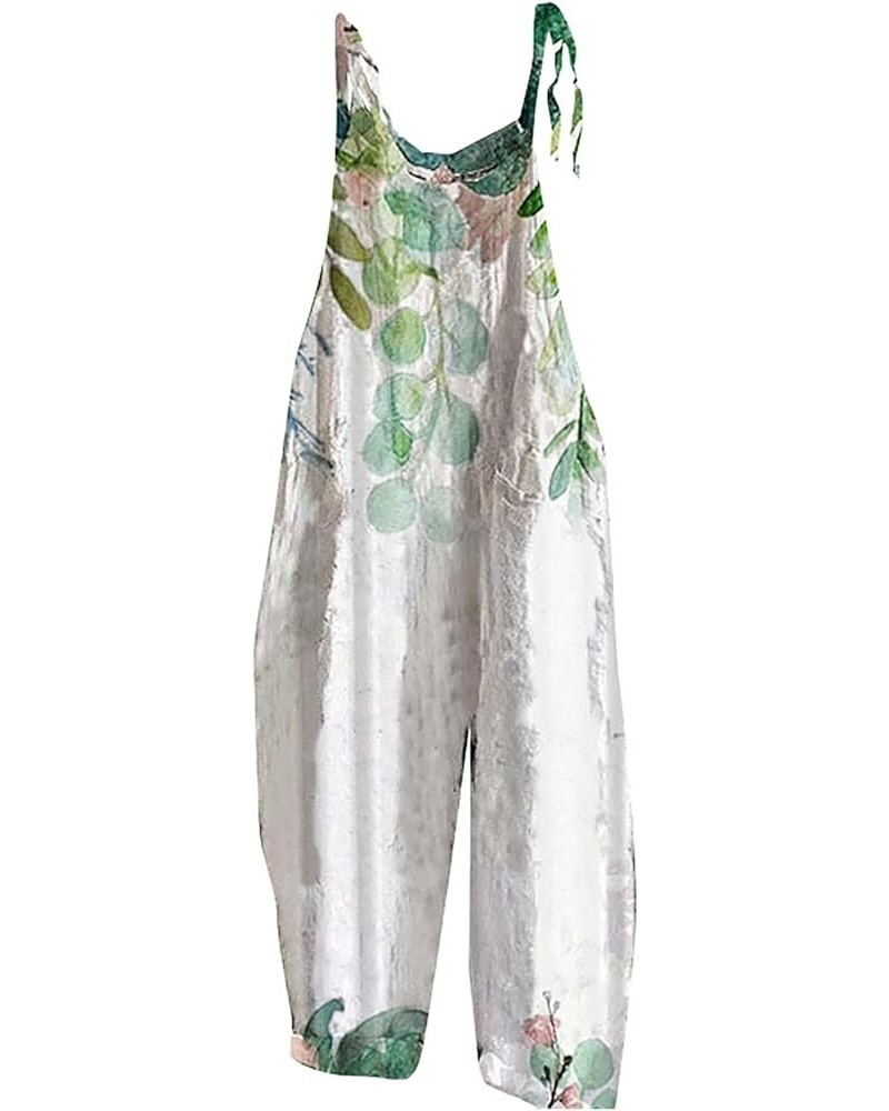 Casual Sleeveless Jumpsuits for Womens Loose Printed Summer Boho Bib Overalls Wide Leg Sling Beach Strap Rompers Green-4 $6.3...