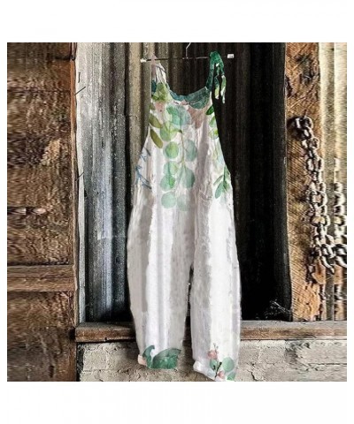 Casual Sleeveless Jumpsuits for Womens Loose Printed Summer Boho Bib Overalls Wide Leg Sling Beach Strap Rompers Green-4 $6.3...