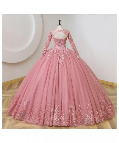 Juniors' Long Sleeve Quinceanera Dresses V Neck Puffy Ball Gown Sweet 16 Lace Prom Dresses for Teens Orange $43.23 Dresses