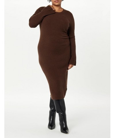 Women's Fernanda Bell Sleeve Ribbed Sweater Dress Coffee Bean $31.73 Sweaters