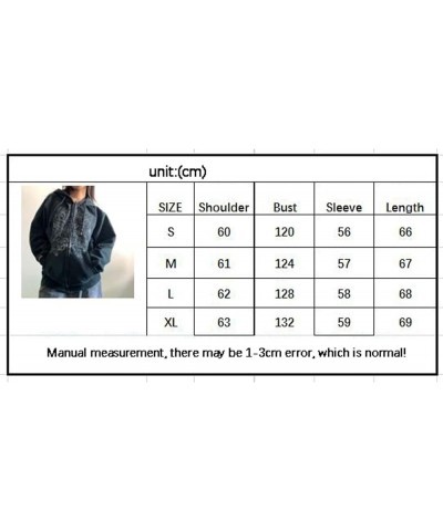 Women Zip Up Hoodie Y2k Vintage Graphic Oversized Sweatshirt Jacket Pullover Coats Gothic Streetwear Navy Blue $16.19 Jackets