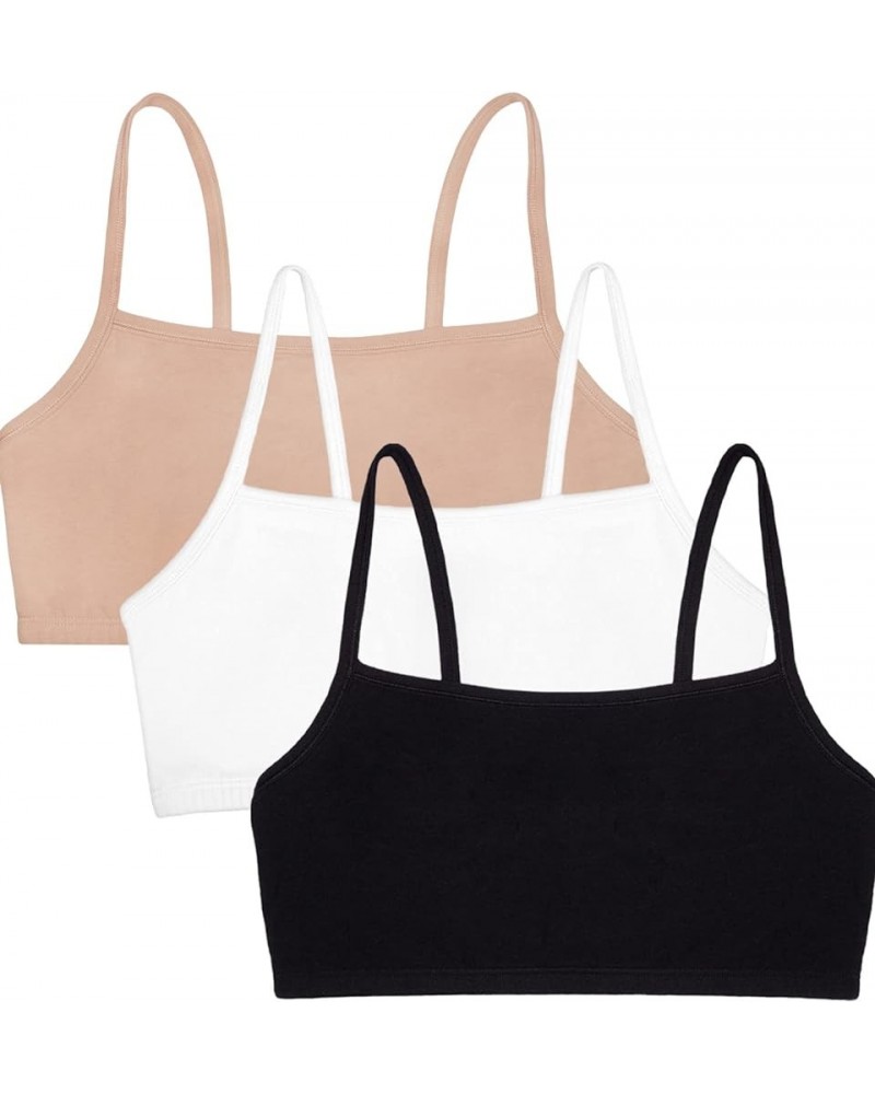 Women's Spaghetti Strap Cotton Pullover Sports Bra White/Sand/Black $10.15 Lingerie