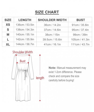 Women's Long Sleeve Maxi Dress Casual High Waist Collar Casual Loose Dress Evening Party Wedding Guest Dress Paradise Flower ...