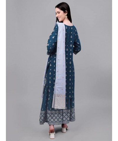 Women Party Wear Rayon Bout Neck Kurta and Sharara With Dupatta Sky Blue $27.55 Tops