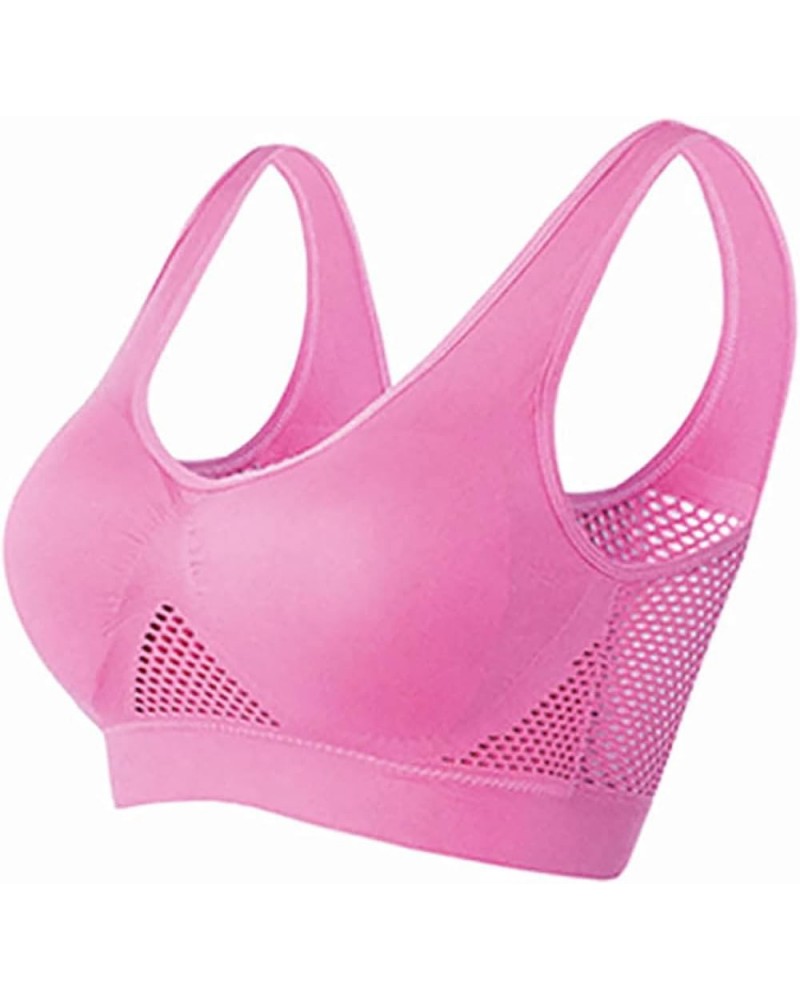 Women's Seamless Air Permeable Cooling Bra,Plus Size Hollow Out Sport Bra Invisible Wireless Air Bra Pink $7.94 Activewear