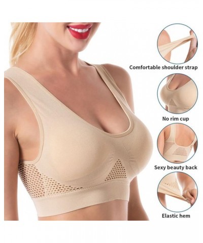 Women's Seamless Air Permeable Cooling Bra,Plus Size Hollow Out Sport Bra Invisible Wireless Air Bra Pink $7.94 Activewear