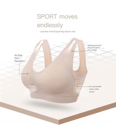 Women's Seamless Air Permeable Cooling Bra,Plus Size Hollow Out Sport Bra Invisible Wireless Air Bra Pink $7.94 Activewear