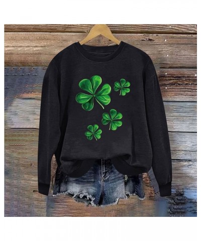 St. Patrick's Day Sweatshirts for Women Trendy 2024 Womens Sweatshirt No Hood Holiday Shirts Crewneck Tops 32 Black $7.27 Act...