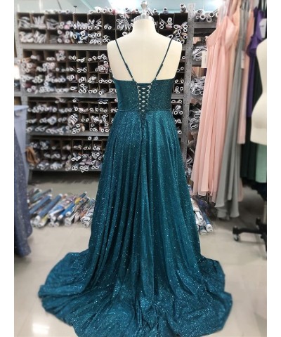 Prom Dresses Long Mermaid with Pockets V Neck Formal Evening Ball Gowns Side Slit Glitter Party Dress Royal Blue $52.80 Dresses