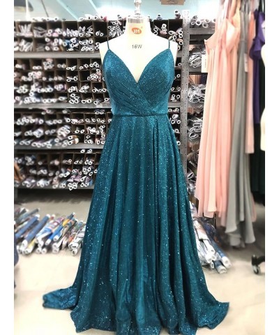 Prom Dresses Long Mermaid with Pockets V Neck Formal Evening Ball Gowns Side Slit Glitter Party Dress Royal Blue $52.80 Dresses